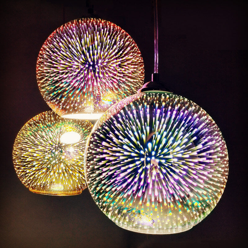 BowLift | Modern creative 3D colorful firework glass 1-light dome pendant lamp