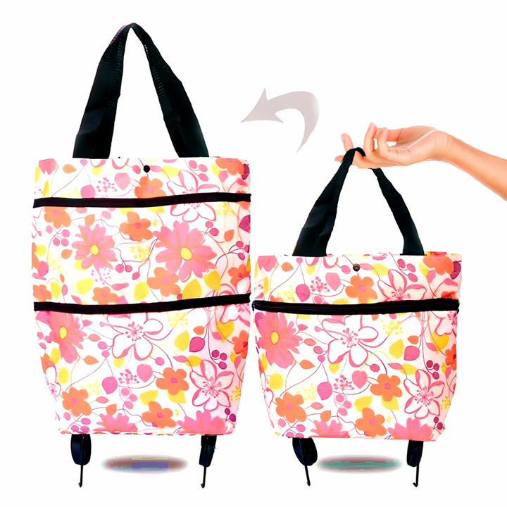 Foldable shopping trolley with expandable wheels | Bowlift