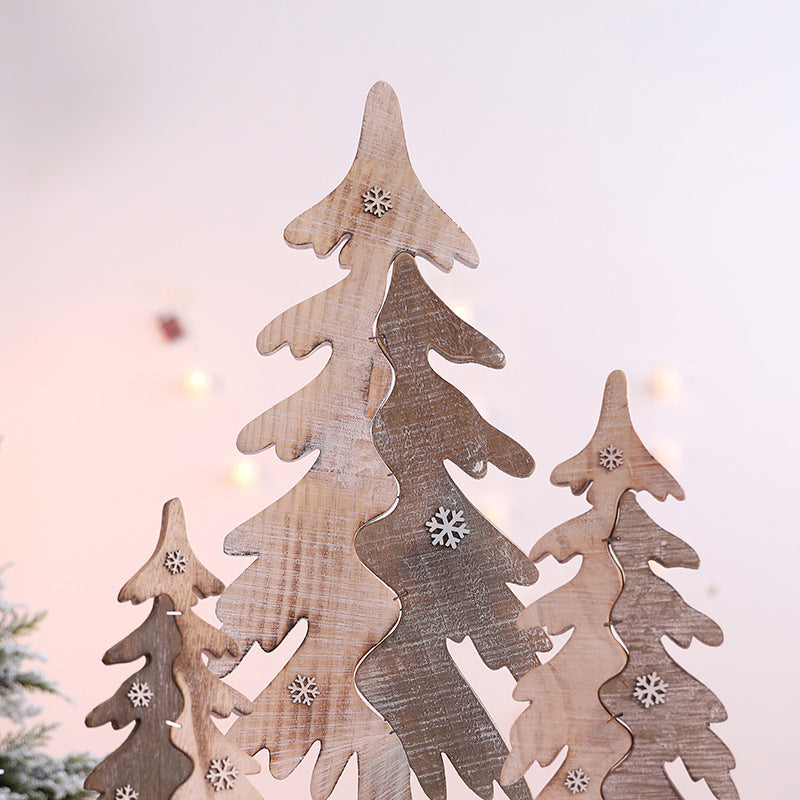 Wooden Decorative Christmas Tree Figurines