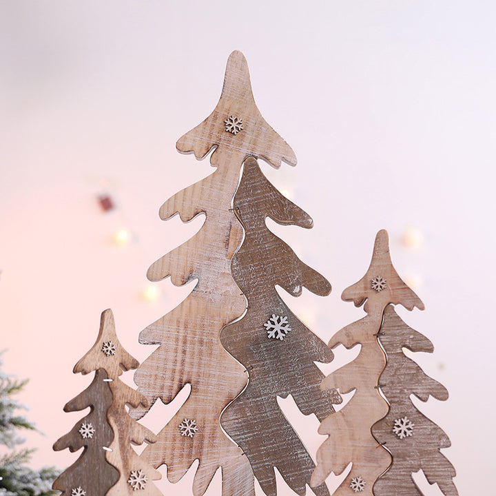 Wooden Decorative Christmas Tree Figurines