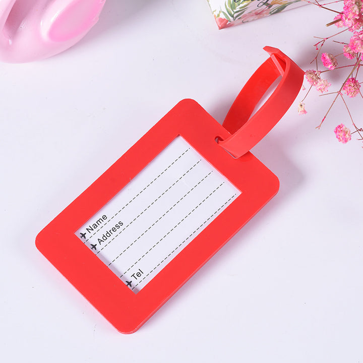 silicone luggage ID tag with adjustable strap and embossed travel identification panel Bowlift