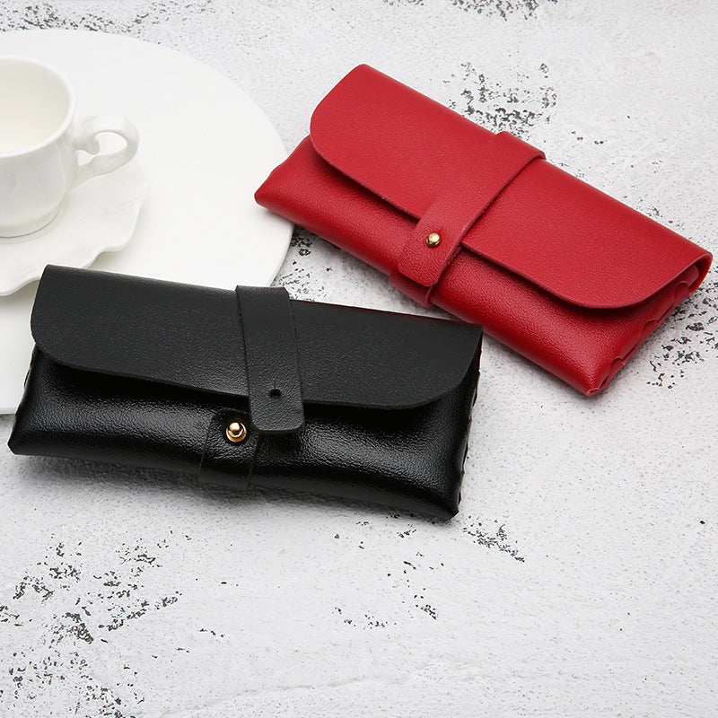 Soft PU Leather Sunglasses Roll-Up Case with Snap Strap Bowlift