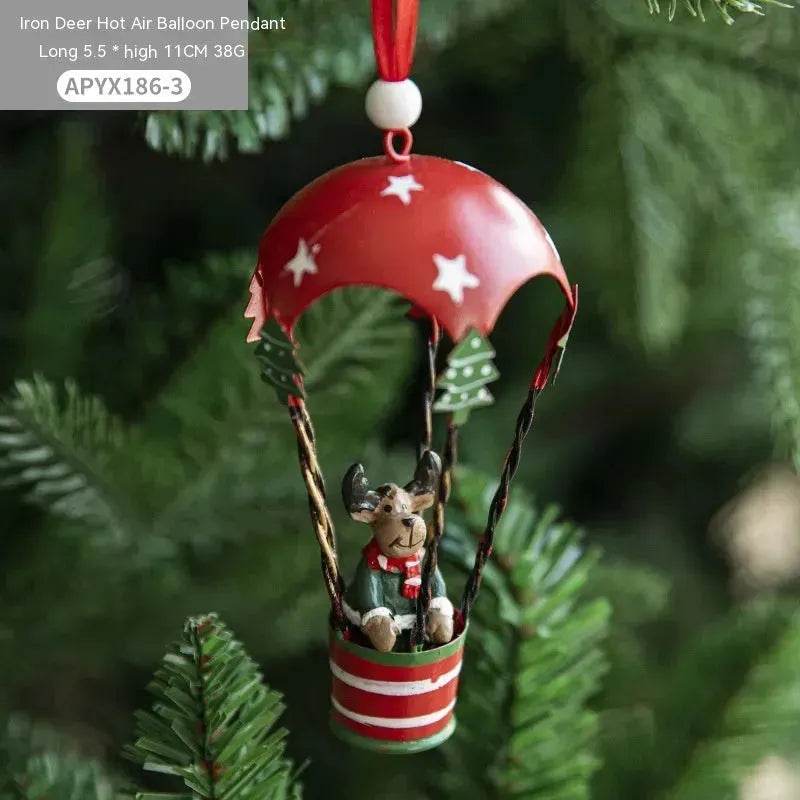 BowLift | Nordic Iron Christmas Hot Air Balloon Parachute Pendant Creative Decorations Tree Charms Hangings