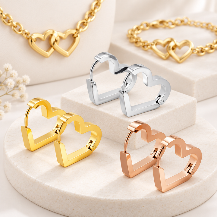 Heart-Shaped Minimalist Hoop Earrings Bowlift
