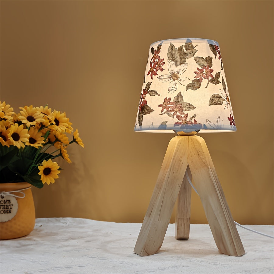 FloralGlow Lamp - Elegant LED Table Lamp with Wood Bowlift