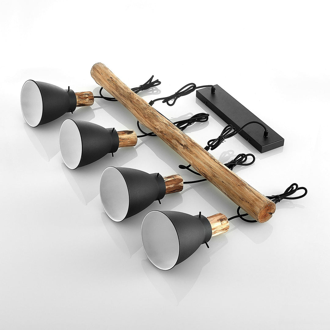 BowLift | Pendant Light Rustic Wood and Black Metal