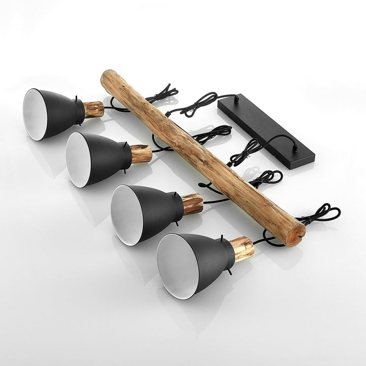 BowLift | Pendant Light Rustic Wood and Black Metal