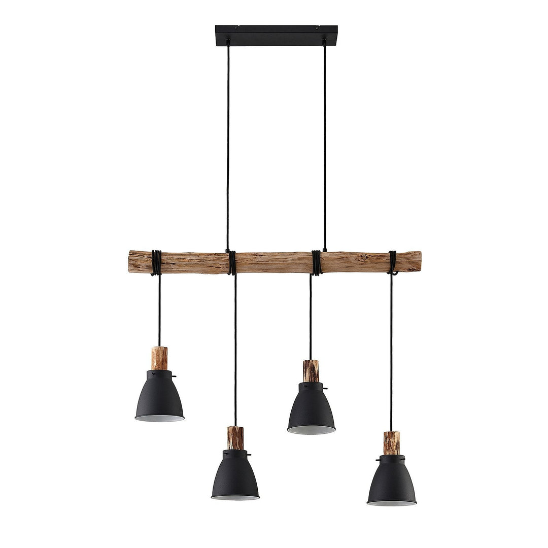 BowLift | Pendant Light Rustic Wood and Black Metal
