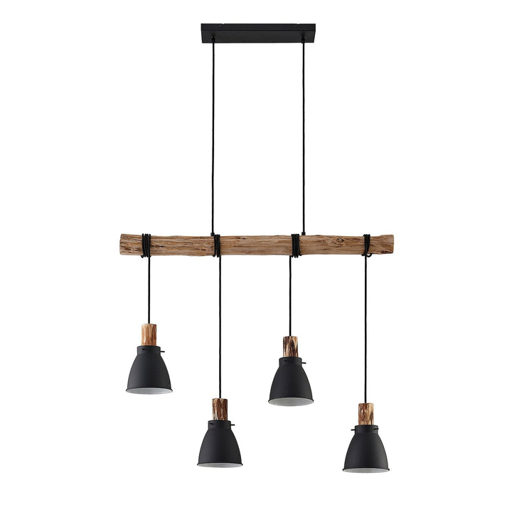 BowLift | Pendant Light Rustic Wood and Black Metal