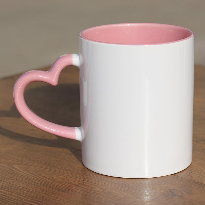 Ceramic Heart-Handle Coffee Mug With Glossy Interior Glaze And Ergonomic Curved Grip