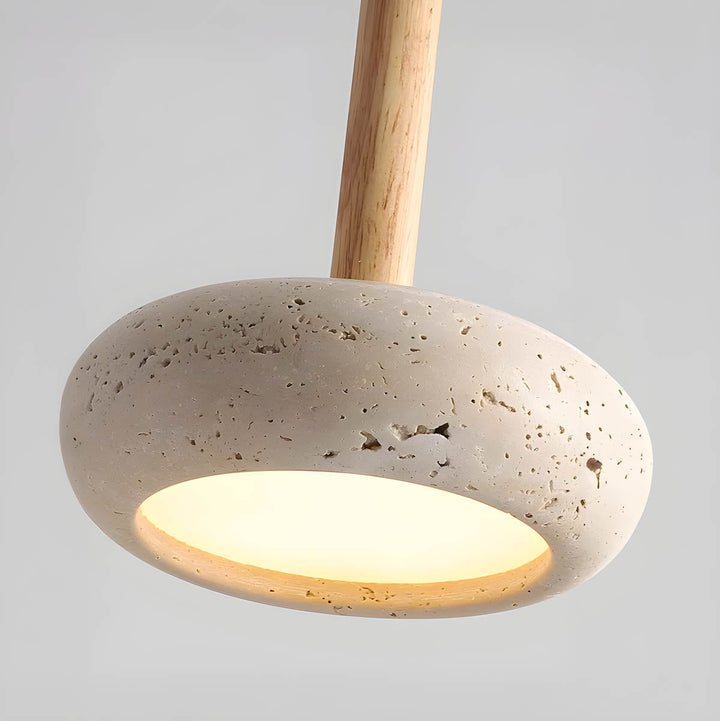 BowLift | GlowStone Ceiling Lamp - Natural Travertine LED Pendant Light