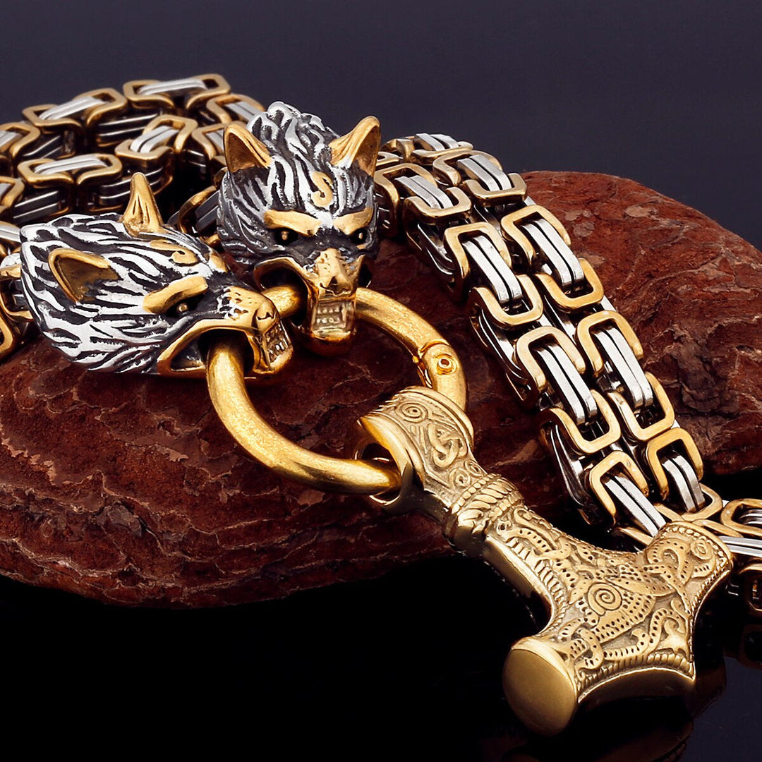 BowLift | Nordic Viking Wolf Head Stainless Steel Necklace