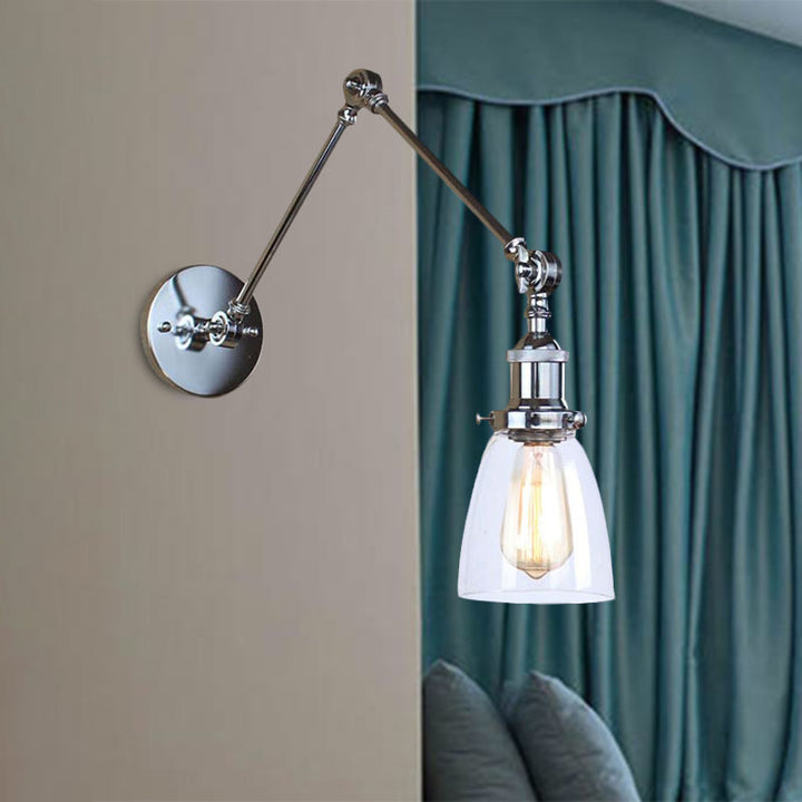 BowLift | Tapered Accent Wall Lamp Antique Clear Glass 1 Light Black/Silver/Brass Wall Lamp with Swingarm