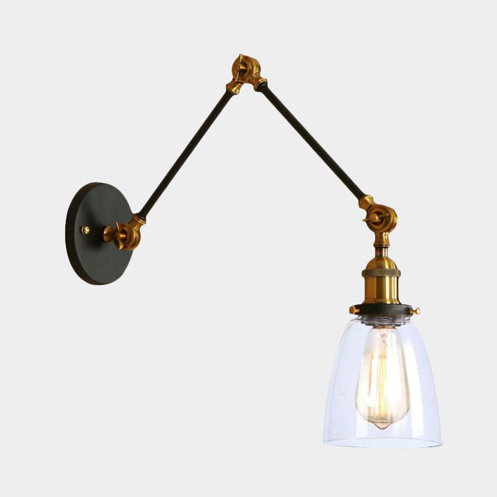 BowLift | Tapered Accent Wall Lamp Antique Clear Glass 1 Light Black/Silver/Brass Wall Lamp with Swingarm