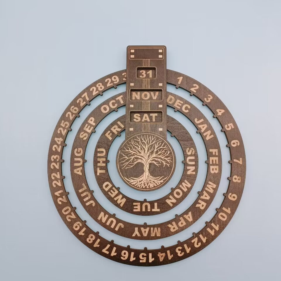 Wood Rotating Circular Perpetual Calendar | Bowlift