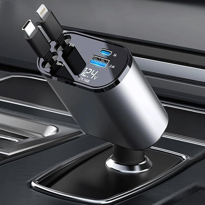 4-in-1 Car Charger with Retractable Cable | Bowlift