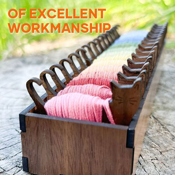 BowLift | Embroidery Thread Organizer | Wooden Bunny Bobbin Set | 16-Piece | Storage Corral Included