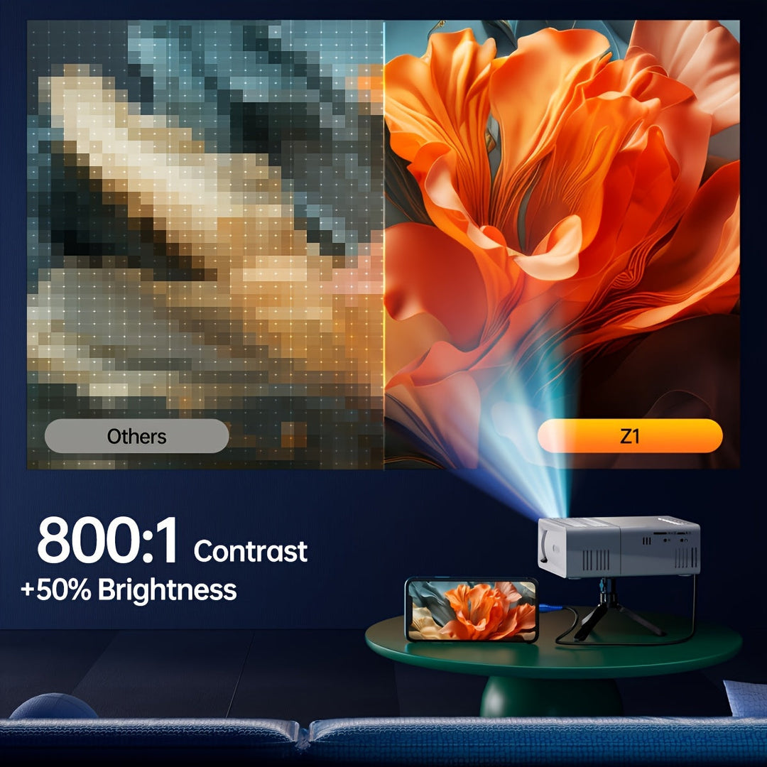 BowLift | Ultra-Bright Mini Projector 3000 Lumen – Portable, HDTV & USB, Ideal for Home Cinema & Outdoors!