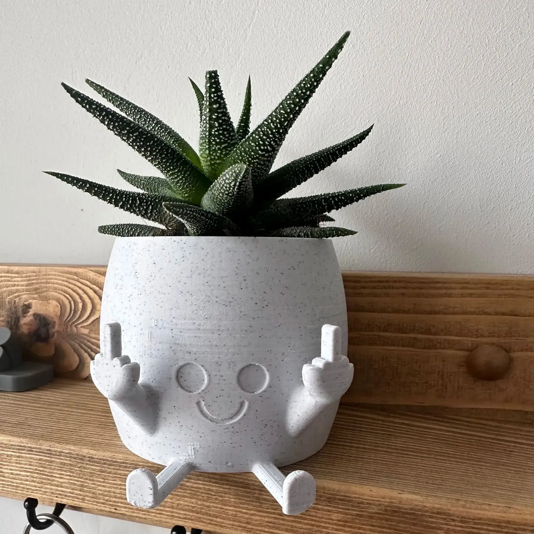 BowLift | Smiling Plant Pot with Middle Fingers Up