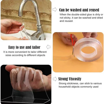 BowLift | Transparent Sticky Nano Tape Double Sided Grip Reusable Home Tape Traceless Glue