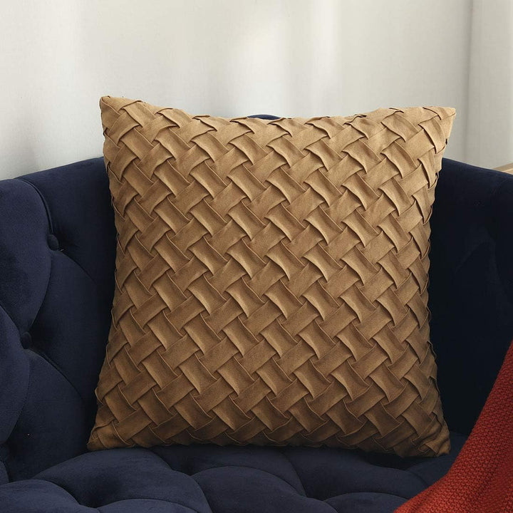 BowLift | Solid Yellow, Brown, and Dark Red Faux Suede Cushion Cover