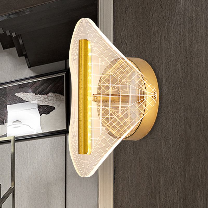 BowLift | Metallic geometric wall lamp minimalist LED golden wall lighting idea in white/warm light for the living room