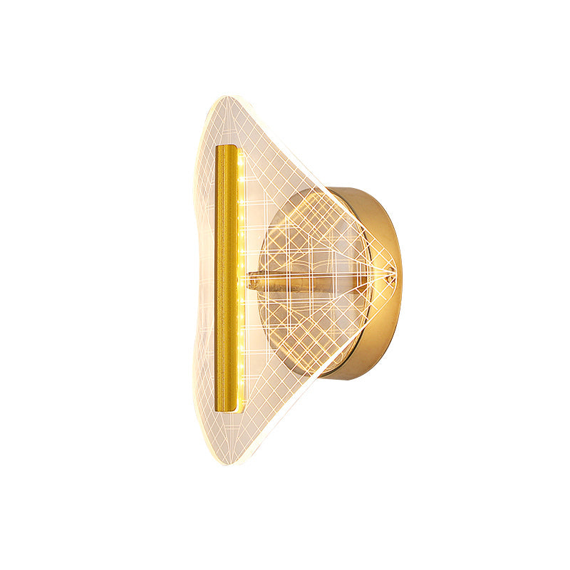 BowLift | Metallic geometric wall lamp minimalist LED golden wall lighting idea in white/warm light for the living room