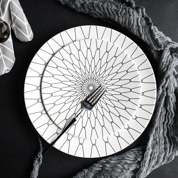 BowLift | Geometric Pattern Ceramic Dinner Plate Set