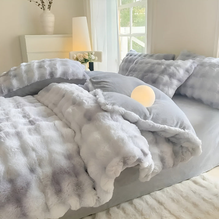 Cozy Plush Bedding Set – Warm and Soft for Autumn & Winter | ReversiBowlifte Design in Rabbit Fur & Milk Velvet | Bowlift