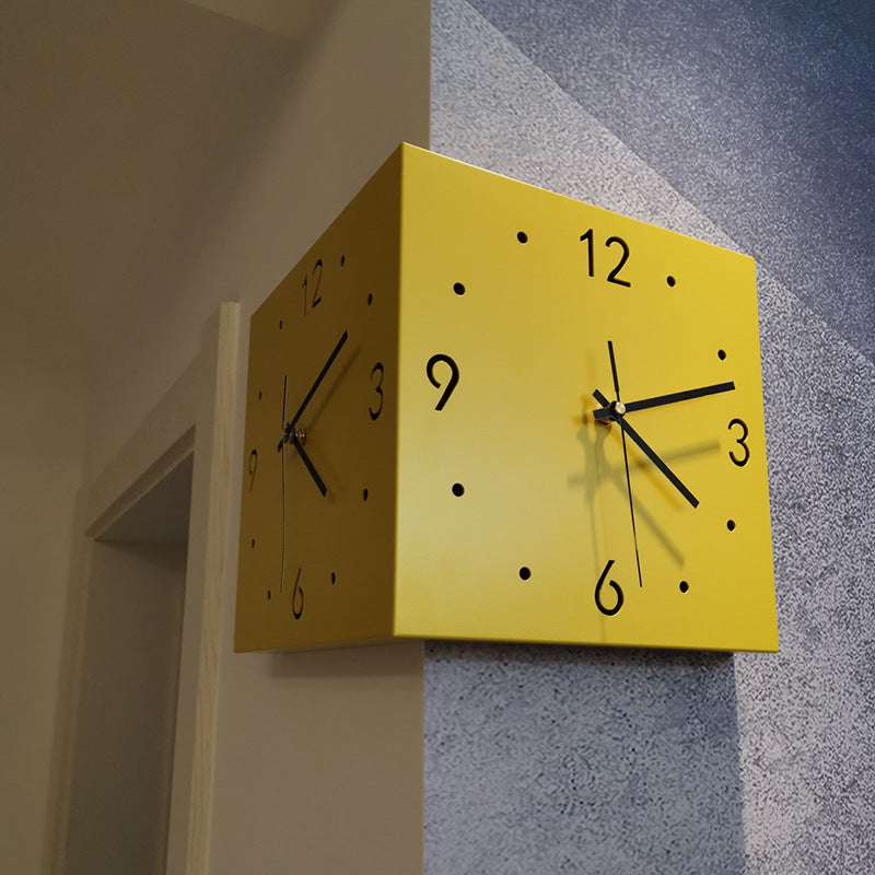 BowLift | New living room corner double-sided luminous creative clock wall lamp