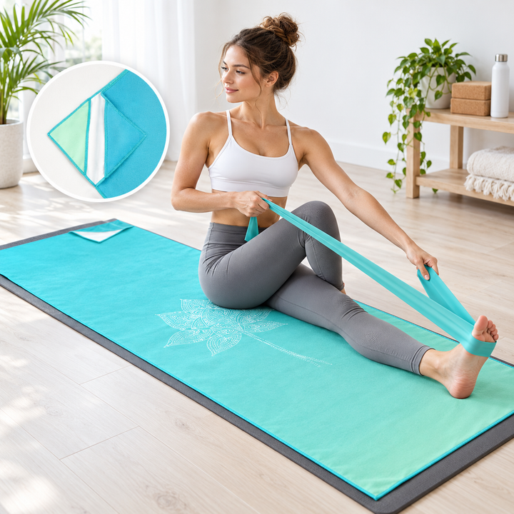 Quick-Drying Non-Slip Microfiber Yoga Towel with Mandala Grip Pattern Bowlift