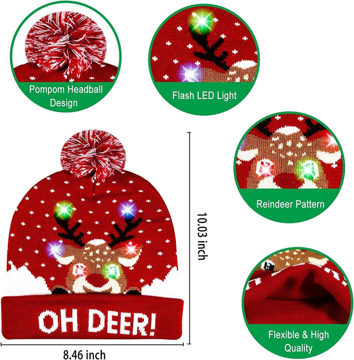 BowLift | 🎅LED Christmas Knitted Hats Light up Xmas Beanie
