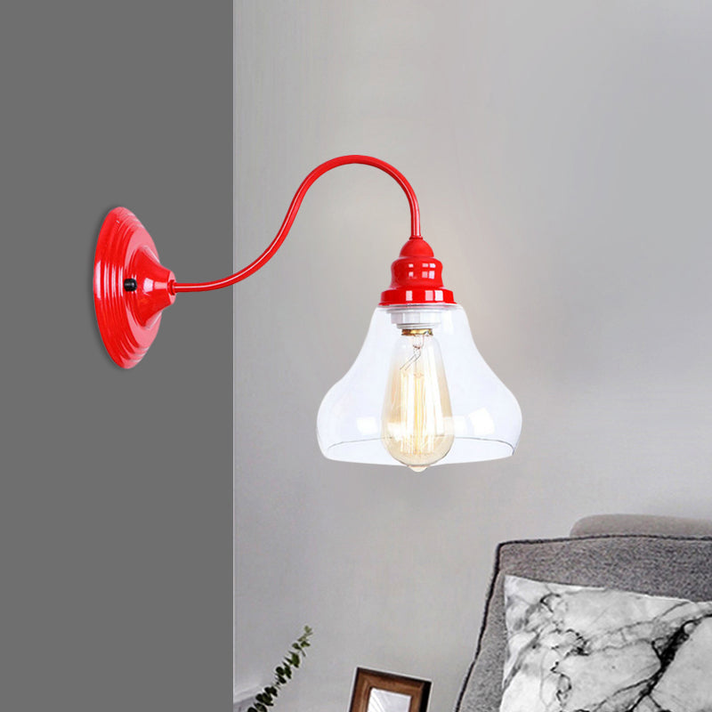 BowLift | Industrial conical wall lighting 1 bulb clear glass wall lamp light in red for bathroom