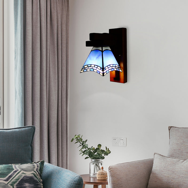 BowLift | Blue Craftsman Swallowtail Wall Lamp Mediterranean Style 1 Light Glass Wall Light for the Kitchen