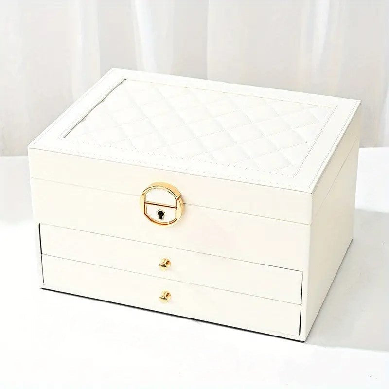 BowLift | Jewelry Box Leather | Lockable Multi-Layer Storage Organizer