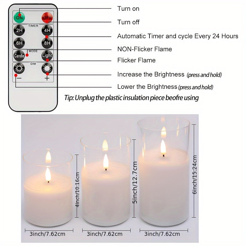 GlowLights – Set of 3 LED Candles with Remote Control Bowlift