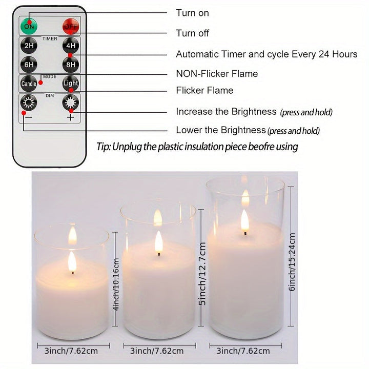 GlowLights – Set of 3 LED Candles with Remote Control Bowlift