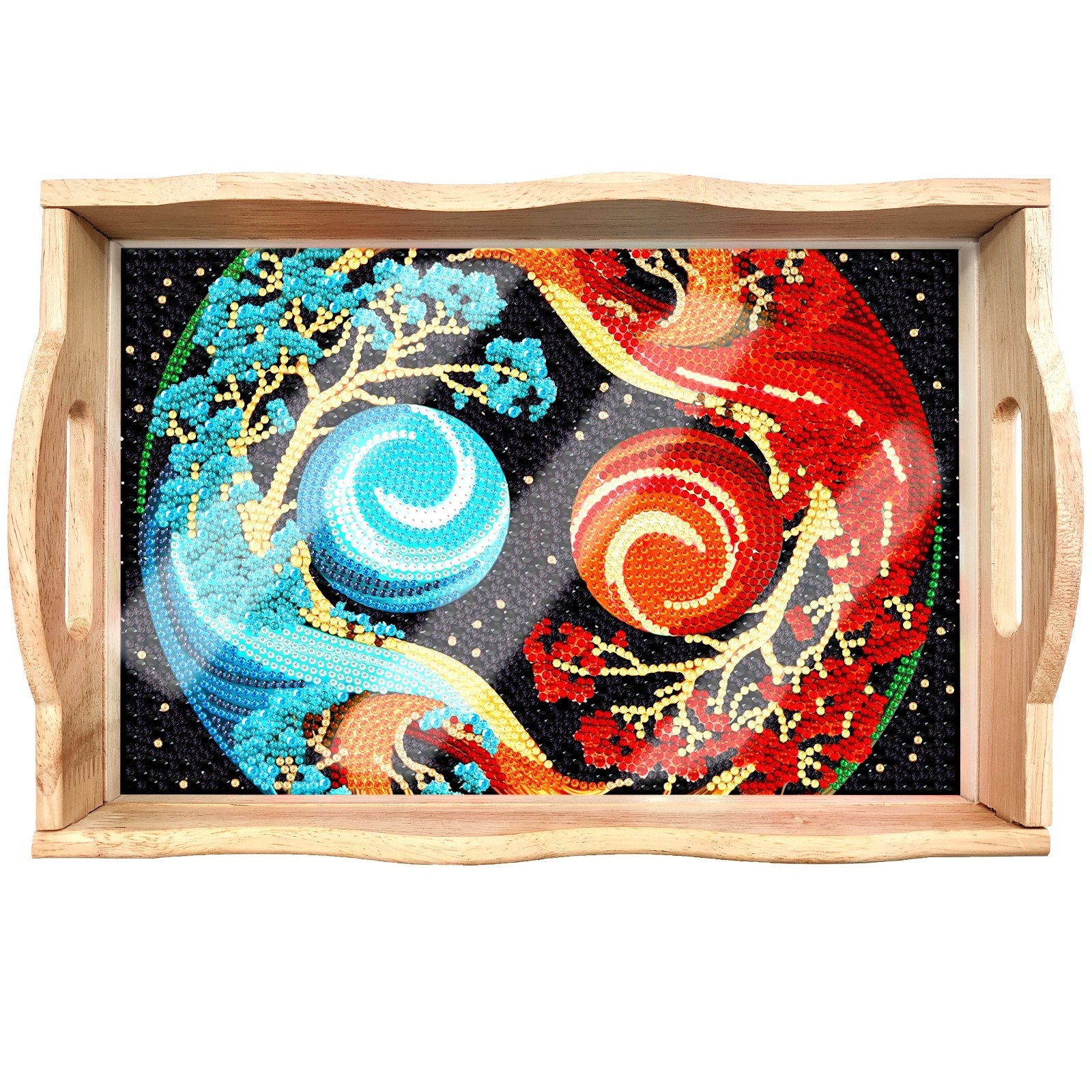 BowLift | DIY Diamond Painting Wooden Tray Food Tray with Handle Living Room Decoration Mandala Wooden Tray Kit