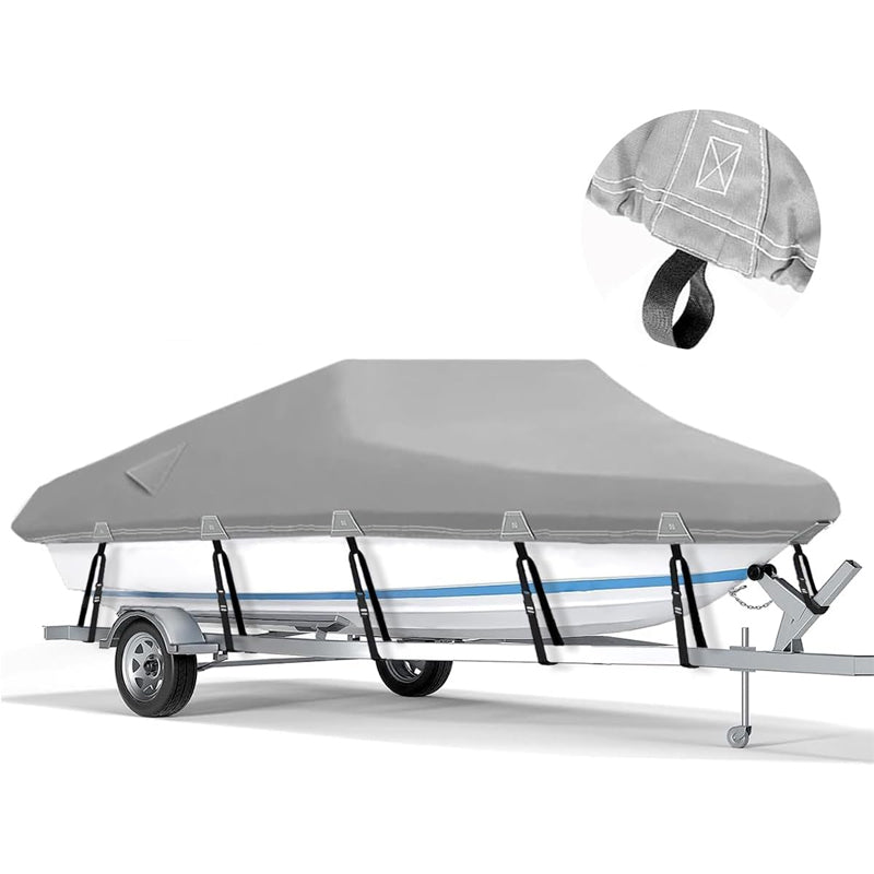 BowLift | 17'-19' Boat Cover Heavy Duty 600D Waterproof Boat Cover for V-Hull Tri-Hull Runabout Bass Boat Fish Ski Boat