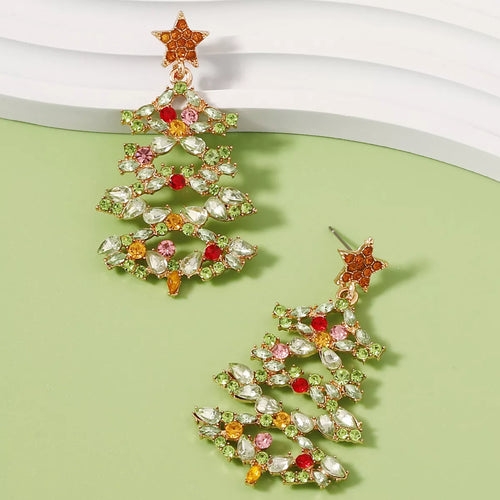 BowLift | Christmas Tree Earrings with Rhinestones