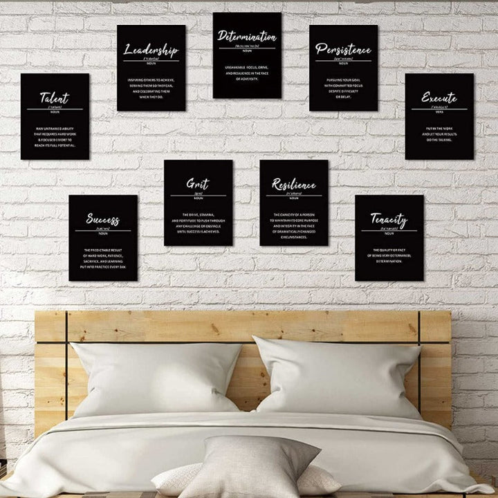 9 Pieces Inspirational Phrases Wall Art | Bowlift