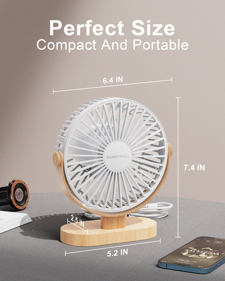 6.5 Inch USB Small Desk Fan for Home Office Car Outdoor Travel | Bowlift