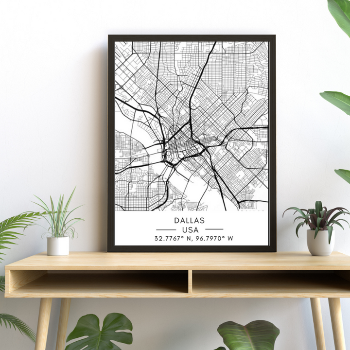 Dallas City Map - Canvas Wall Art Painting | Bowlift