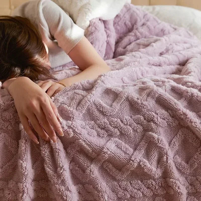 BowLift | Thick Lambswool Winter Fleece Blanket - LuxyCozy