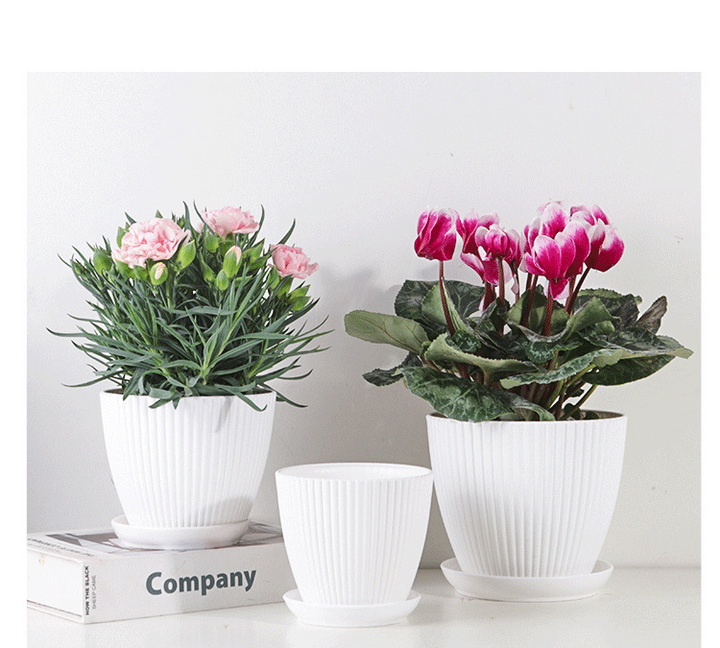 BowLift | Flower pot with groove structure and saucer – Sturdy plastic pot for plants