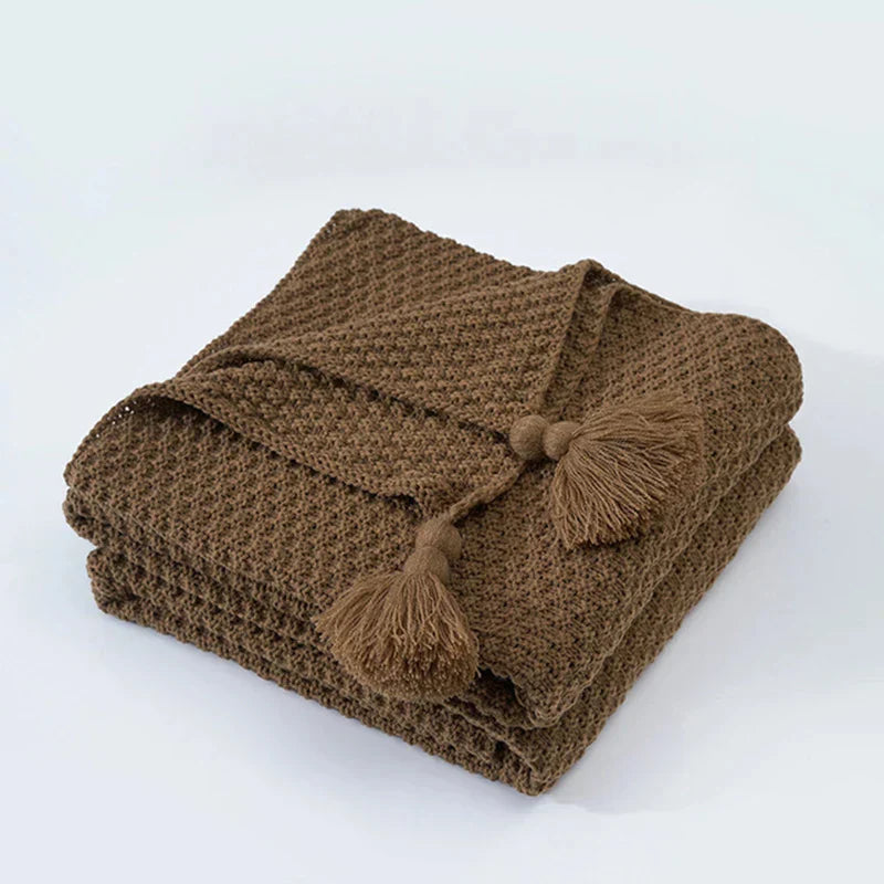 Handwoven Wool Blanket with Fringe Bowlift