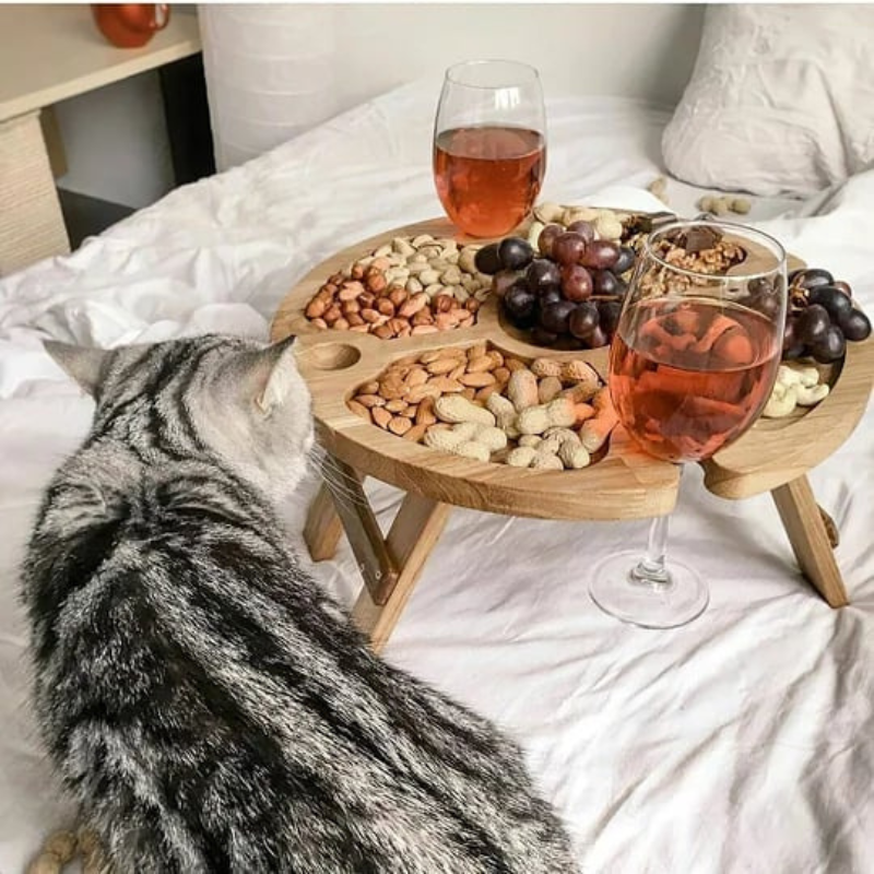 WineNest - Stylish Folding Picnic Table for Wine Bowlift