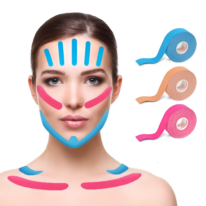 Kinesiology Tape for Facial and Neck Wrinkle Reduction Bowlift