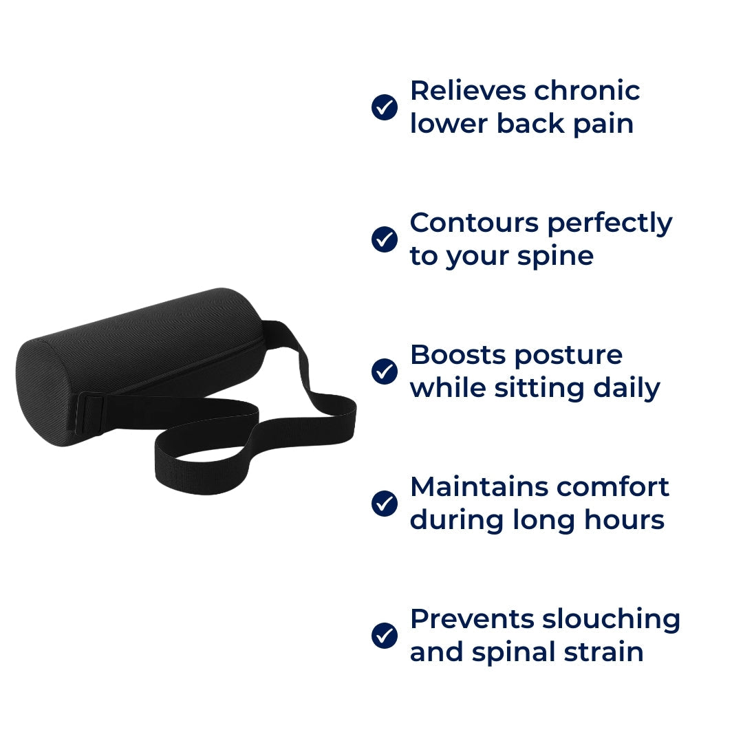 Relieves Lower Back Pain – Contoured Memory Foam – Enhances Posture – Perfect for Office Car Home Chairs Bowlift
