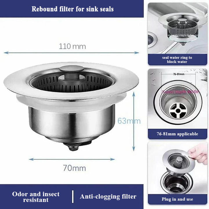 BowLift | Upgraded Sink Bounce Core Drain Strainer